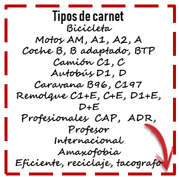 tipos de carnet de conducir